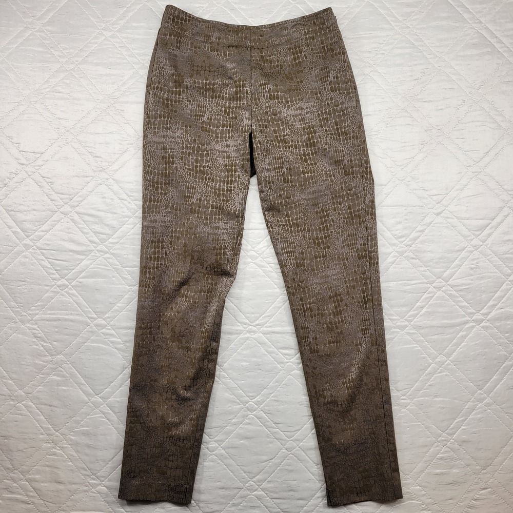 ecru side zip snakeskin faux leather pants size 8‎ waist 29